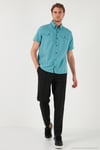 Düğmeli Yaka Pamuklu Slim Fit Cepli Erkek Gömlek CF21S111153 PETROL