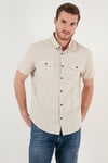 Düğmeli Yaka Pamuklu Slim Fit Cepli Erkek Gömlek CF21S111153 TAŞ