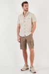 Düğmeli Yaka Pamuklu Slim Fit Cepli Erkek Gömlek CF21S111153 TAŞ