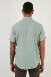 Düğmeli Yaka Pamuklu Slim Fit Cepli Erkek Gömlek CF21S111153 ELMA YEŞİLİ