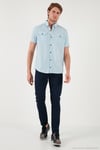 Düğmeli Yaka Pamuklu Slim Fit Cepli Erkek Gömlek CF21S111153 AÇIK MAVİ
