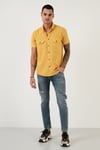 Düğmeli Yaka Pamuklu Slim Fit Cepli Erkek Gömlek CF21S111153 HARDAL