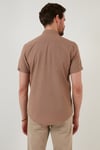 Düğmeli Yaka Pamuklu Slim Fit Cepli Erkek Gömlek CF21S111153 TOPRAK