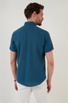 Düğmeli Yaka Pamuklu Slim Fit Cepli Erkek Gömlek CF21S111153 İNDİGO