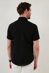 Düğmeli Yaka Pamuklu Slim Fit Cepli Erkek Gömlek CF21S111153 SİYAH