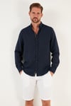 Düğmeli Yaka Uzun Kollu Regular Fit Erkek Gömlek CF23S116777 LACİVERT