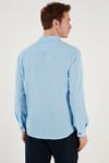 Düğmeli Yaka Uzun Kollu Regular Fit Erkek Gömlek CF23S116777 MAVİ