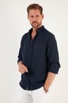 Düğmeli Yaka Uzun Kollu Regular Fit Erkek Gömlek CF23S116777 LACİVERT