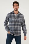Ekose Desenli Pamuklu Regular Fit Kışlık Erkek Gömlek 5896601 İNDİGO
