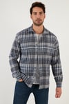 Ekose Desenli Pamuklu Regular Fit Kışlık Erkek Gömlek 5896601 İNDİGO