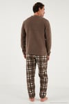 Ekose Regular Fit Bisiklet Yaka Kışlık Polar Erkek Pijama Takımı 609610013W4 CAMEL
