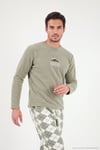 Ekoseli Bisiklet Yaka Yumuşak Dokulu Polar Erkek Pijama Takımı 6097064 GRİ