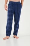 Ekoseli Bisiklet Yaka Yumuşak Dokulu Polar Erkek Pijama Takımı 6097064 İNDİGO