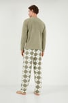 Ekoseli Bisiklet Yaka Yumuşak Dokulu Polar Erkek Pijama Takımı 6097064 GRİ