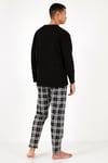 Ekoseli Cepli Beli Lastikli % 100 Pamuk Regular Fit Erkek Pijama Takımı 6572001 SİYAH-BEYAZ