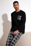 Ekoseli Cepli Beli Lastikli % 100 Pamuk Regular Fit Erkek Pijama Takımı 6572001 SİYAH-BEYAZ