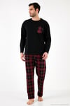 Ekoseli Cepli Beli Lastikli % 100 Pamuk Regular Fit Erkek Pijama Takımı 6572001 SİYAH-BORDO