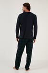 Ekoseli Cepli Beli Lastikli % 100 Pamuk Regular Fit Erkek Pijama Takımı 6572001 LACİVERT