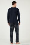 Ekoseli Cepli Beli Lastikli % 100 Pamuk Regular Fit Erkek Pijama Takımı 6572001 LACİVERT-YEŞİL