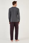 Ekoseli Cepli Beli Lastikli % 100 Pamuk Regular Fit Erkek Pijama Takımı 6572001 ANTRASİT