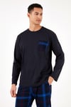 Ekoseli Cepli Beli Lastikli % 100 Pamuk Regular Fit Erkek Pijama Takımı 6572001 LACİVERT-SAKS
