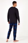 Ekoseli Cepli Beli Lastikli % 100 Pamuk Regular Fit Erkek Pijama Takımı 6572001 LACİVERT-SAKS