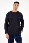 Ekoseli Cepli Beli Lastikli % 100 Pamuk Regular Fit Erkek Pijama Takımı 6572001 LACİVERT-SAKS