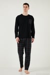 Ekoseli Cepli Beli Lastikli % 100 Pamuk Regular Fit Erkek Pijama Takımı 6572001 SİYAH-FÜME