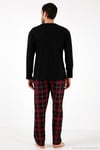 Ekoseli Cepli Beli Lastikli % 100 Pamuk Regular Fit Erkek Pijama Takımı 6572001 SİYAH-BORDO