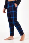 Ekoseli Cepli Beli Lastikli % 100 Pamuk Regular Fit Erkek Pijama Takımı 6572001 LACİVERT-SAKS