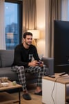 Ekoseli Cepli Beli Lastikli % 100 Pamuk Regular Fit Erkek Pijama Takımı 6572001 SİYAH-BEYAZ