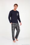 Ekoseli Cepli Beli Lastikli % 100 Pamuk Regular Fit Erkek Pijama Takımı 6572001 KOYU LACİVERT