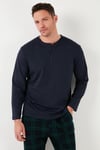 Ekoseli Pamuklu Beli Lastikli Regular Fit Uzun Kollu Erkek Pijama Takımı 6572003 LACİVERT