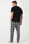Ekoseli Pamuklu Beli Lastikli Regular Fit Kısa Kollu Erkek Pijama Takımı 6572004 SİYAH