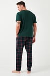 Ekoseli Pamuklu Beli Lastikli Regular Fit Kısa Kollu Erkek Pijama Takımı 6572004 YEŞİL