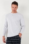 Ekoseli Pamuklu Beli Lastikli Regular Fit Uzun Kollu Erkek Pijama Takımı 6572003 GRİ MELANJ