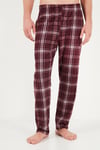 Ekoseli Pamuklu Bisiklet Yaka Erkek Pijama Takımı 6575007 BORDO