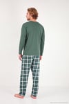 Ekoseli Pamuklu Bisiklet Yaka Uzun Kollu Erkek Pijama Takımı 6575003 YEŞİL