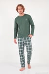 Ekoseli Pamuklu Bisiklet Yaka Uzun Kollu Erkek Pijama Takımı 6575003 YEŞİL