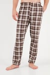 Ekoseli Pamuklu Bisiklet Yaka Uzun Kollu Erkek Pijama Takımı 6575003 KAHVE