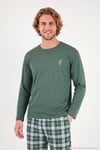 Ekoseli Pamuklu Bisiklet Yaka Uzun Kollu Erkek Pijama Takımı 6575003 YEŞİL