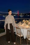 Ekoseli Pamuklu Oversize Fit Fular Yakalı Kadın Panço 6925472 BEJ