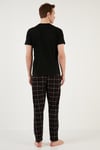 Ekoseli Pamuklu Regular Fit Kısa Kollu Erkek Pijama Takımı 6572002 SİYAH