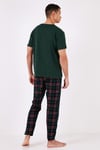 Ekoseli Pamuklu Regular Fit Kısa Kollu Erkek Pijama Takımı 6572006 YEŞİL