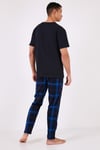 Ekoseli Pamuklu Regular Fit Kısa Kollu Erkek Pijama Takımı 6572006 LACİVERT-SAKS
