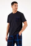 Ekoseli Pamuklu Regular Fit Kısa Kollu Erkek Pijama Takımı 6572002 LACİVERT-SAKS