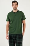 Ekoseli Pamuklu Regular Fit Kısa Kollu Erkek Pijama Takımı 60961007 YEŞİL