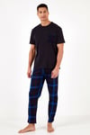 Ekoseli Pamuklu Regular Fit Kısa Kollu Erkek Pijama Takımı 6572002 LACİVERT-SAKS