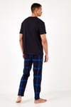Ekoseli Pamuklu Regular Fit Kısa Kollu Erkek Pijama Takımı 6572002 LACİVERT-SAKS