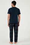 Ekoseli Pamuklu Regular Fit Kısa Kollu Erkek Pijama Takımı 60961007 LACİVERT